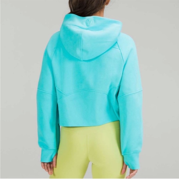 Lululemon Oversized 1/2 Zip Scuba Hoodie in 'Electric Turquoise' (M/L) *Stain* - Picture 3 of 14